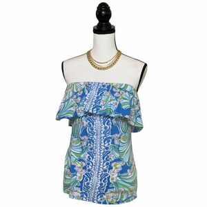 Lilly Pulitzer Ruffle Floral Print Tube Top - Medium